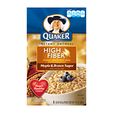 Quaker High Fiber maple & brown sugar flavor instant oatmeal, 8-packs Picture